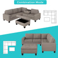 Orisfur. Sectional Corner Sofa L Shape Couch Space Saving With Storage Ottoman & Cup Holders Design For Large Space Dorm Apartment Brown Foam Linen