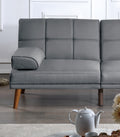 Blue Grey Color Polyfiber 2Pc Sectional Sofa Set Living Room Furniture Solid Wood Legs Tufted Couch Adjustable Sofa Chaise Grey Mix Wood Primary Living Space Tufted Back Contemporary,Modern L Shaped