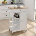 Kitchen island rolling trolley cart with Adjustable white-mdf