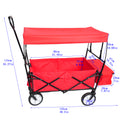 Garden Shopping Beach Cart Folding Wagon Red Red Metal