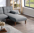 Blue Grey Color Polyfiber 2Pc Sectional Sofa Set Living Room Furniture Solid Wood Legs Tufted Couch Adjustable Sofa Chaise Grey Mix Wood Primary Living Space Tufted Back Contemporary,Modern L Shaped