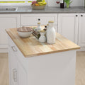 Kitchen Island Rolling Trolley Cart With Adjustable Shelves And Towel Rack Rubber Wood Table Top White Mdf