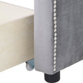 Twin Size Upholstered Daybed With Drawers, Wood Slat Support, Gray Gray Velvet
