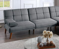 Blue Grey Color Polyfiber 2Pc Sectional Sofa Set Living Room Furniture Solid Wood Legs Tufted Couch Adjustable Sofa Chaise Grey Mix Wood Primary Living Space Tufted Back Contemporary,Modern L Shaped