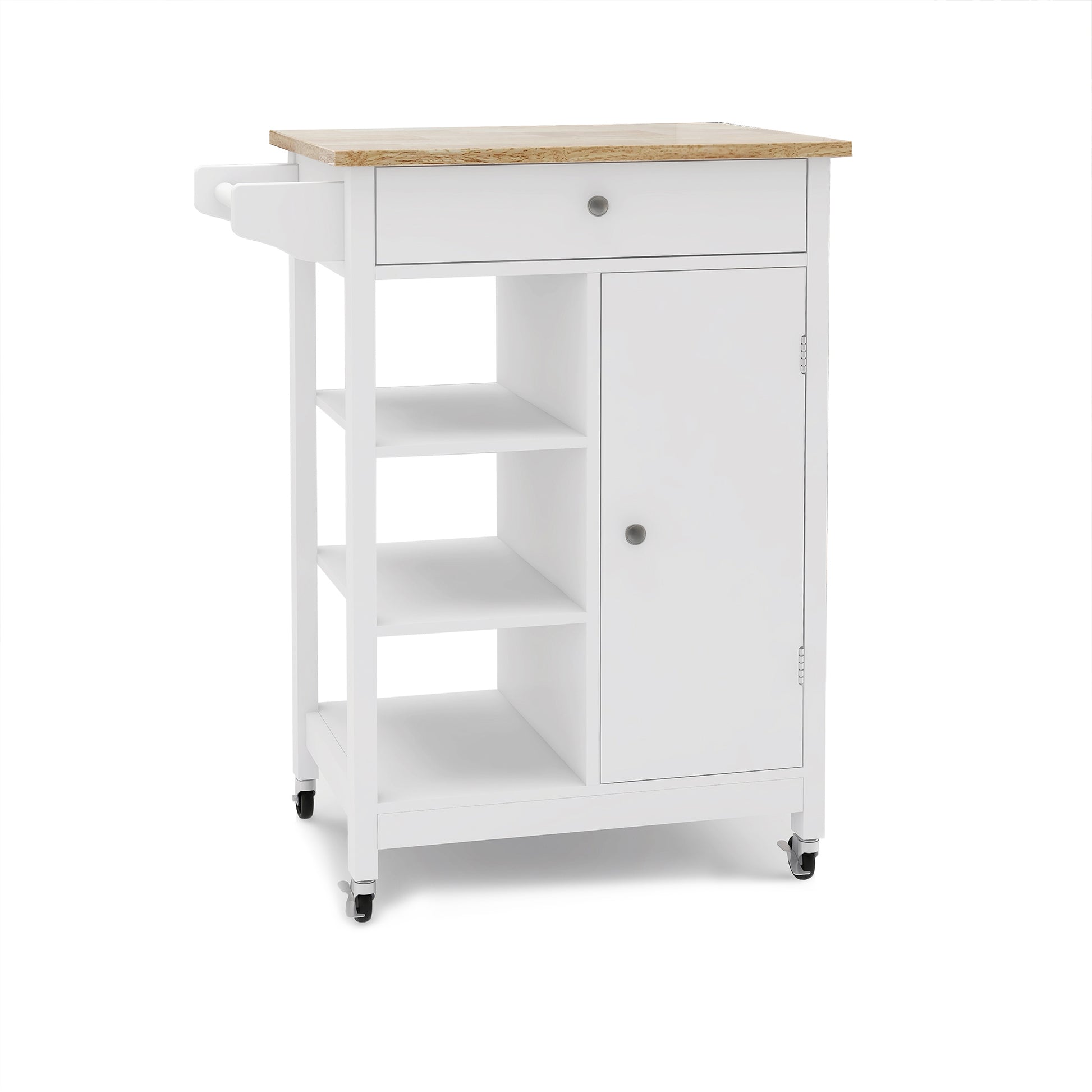 Kitchen island rolling trolley cart with Adjustable white-mdf