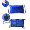 Folding Wagon Garden Shopping Beach Cart Blue Blue Steel