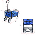 Folding Wagon Garden Shopping Beach Cart Blue Blue Steel