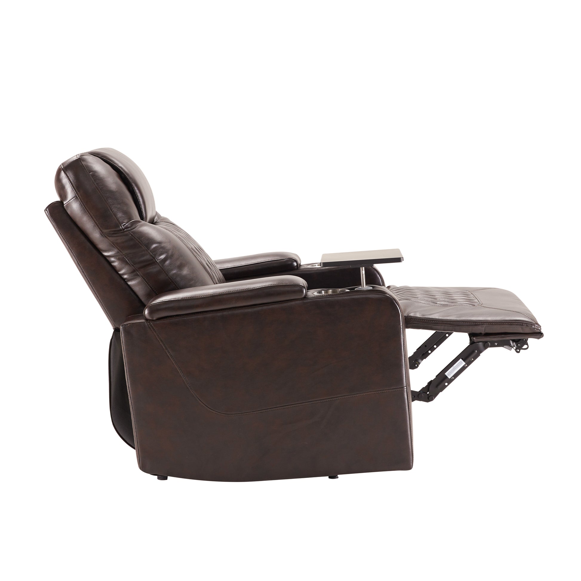 Power Motion Recliner With Usb Charging Port And Hidden Arm Storage 2 Convenient Cup Holders Design And 360 Swivel Tray Table,Brown Old Sku: Sg000630Aad Brown Foam Pu
