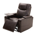 Power Motion Recliner With Usb Charging Port And Hidden Arm Storage 2 Convenient Cup Holders Design And 360 Swivel Tray Table,Brown Old Sku: Sg000630Aad Brown Foam Pu