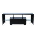 Fashiontvstandtvcabinet,Entertainmentcenter,Tvstationtv Console,Media Console,With Ledlight Belt,Light Belt Remote Control,Toughenedglassshelf,Metal Handle,Canbeplaced In The Living Room,Bedroom,Black Black Primary Living Space 50 59 Inches 50 59 Inches