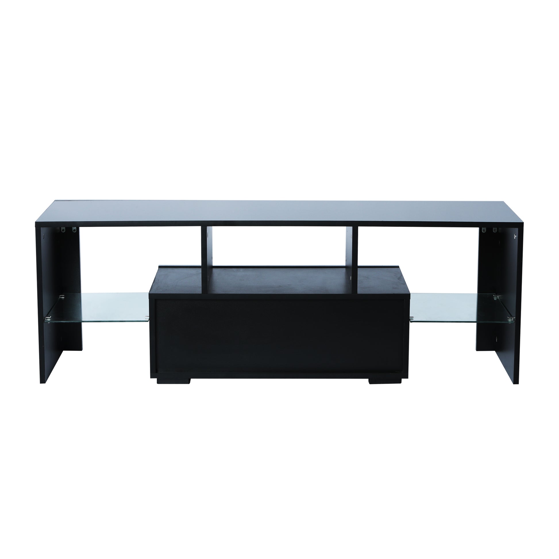 Fashiontvstandtvcabinet,Entertainmentcenter,Tvstationtv Console,Media Console,With Ledlight Belt,Light Belt Remote Control,Toughenedglassshelf,Metal Handle,Canbeplaced In The Living Room,Bedroom,Black Black Primary Living Space 50 59 Inches 50 59 Inches