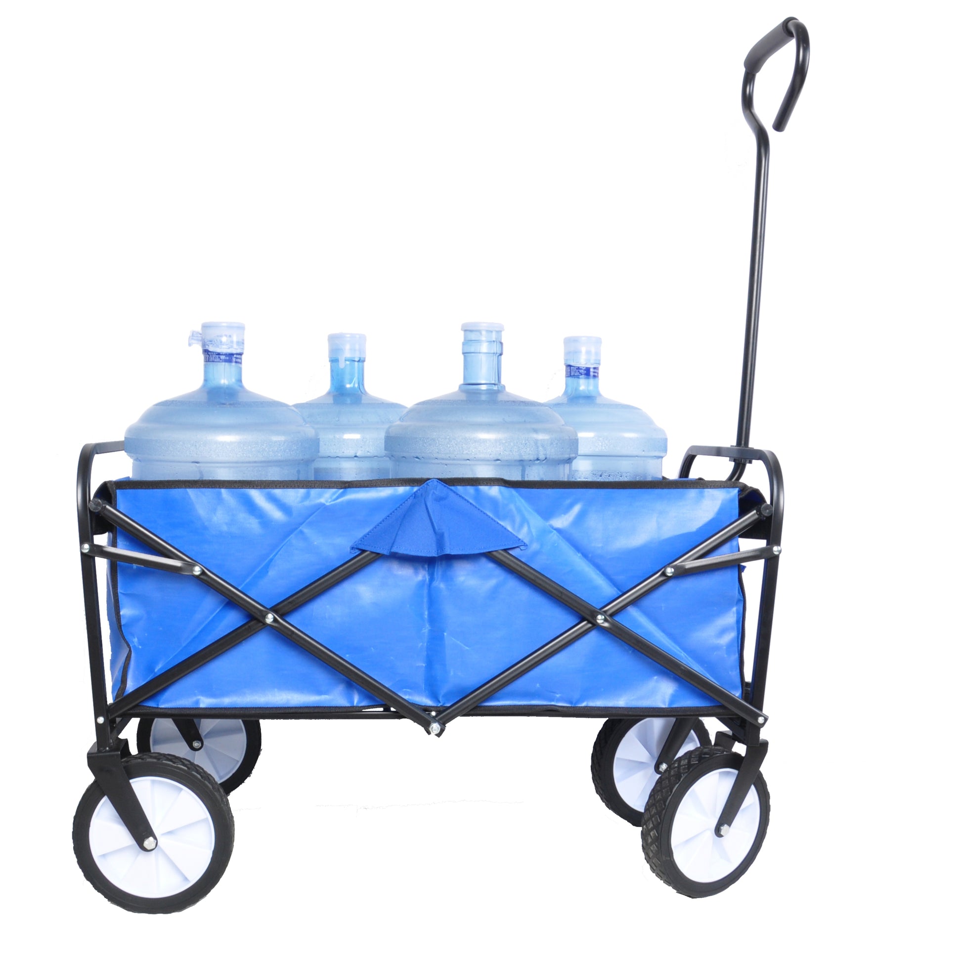 Folding Wagon Garden Shopping Beach Cart Blue Blue Steel