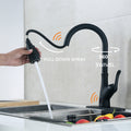 Pull Down Touchless Single Handle Kitchen Faucet Matte Black Zinc