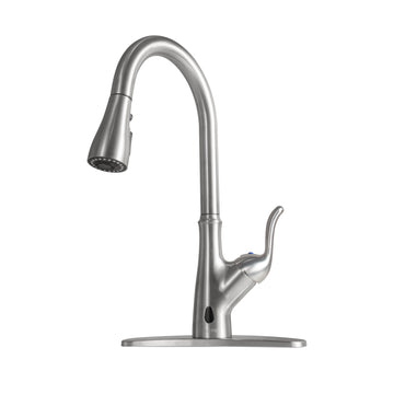 Pull Down Touchless Single Handle Kitchen Faucet Brushed Nickel Zinc