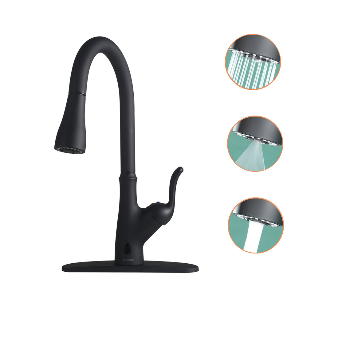 Pull Down Touchless Single Handle Kitchen Faucet Matte Black Zinc