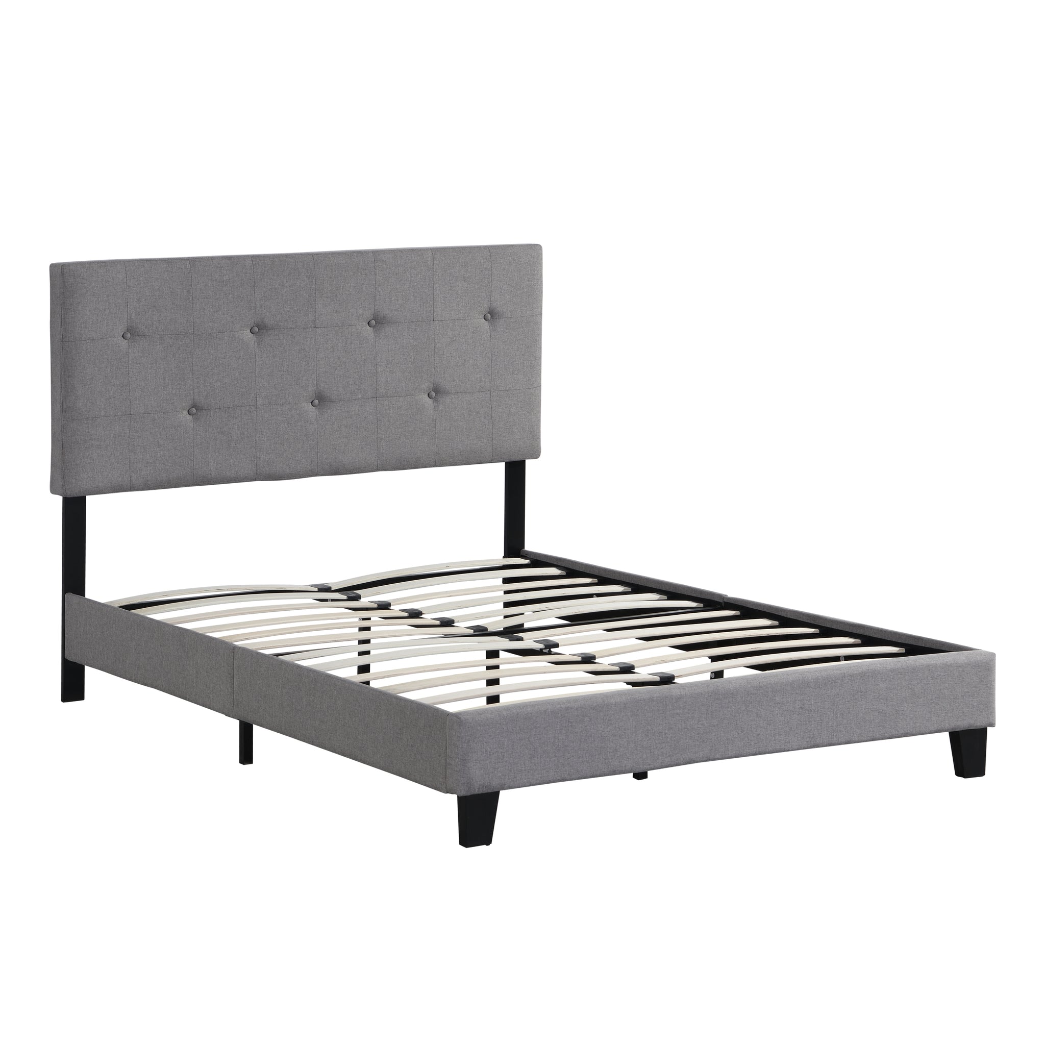 Full Size Upholstered Platform Bed Frame with Modern gray-linen