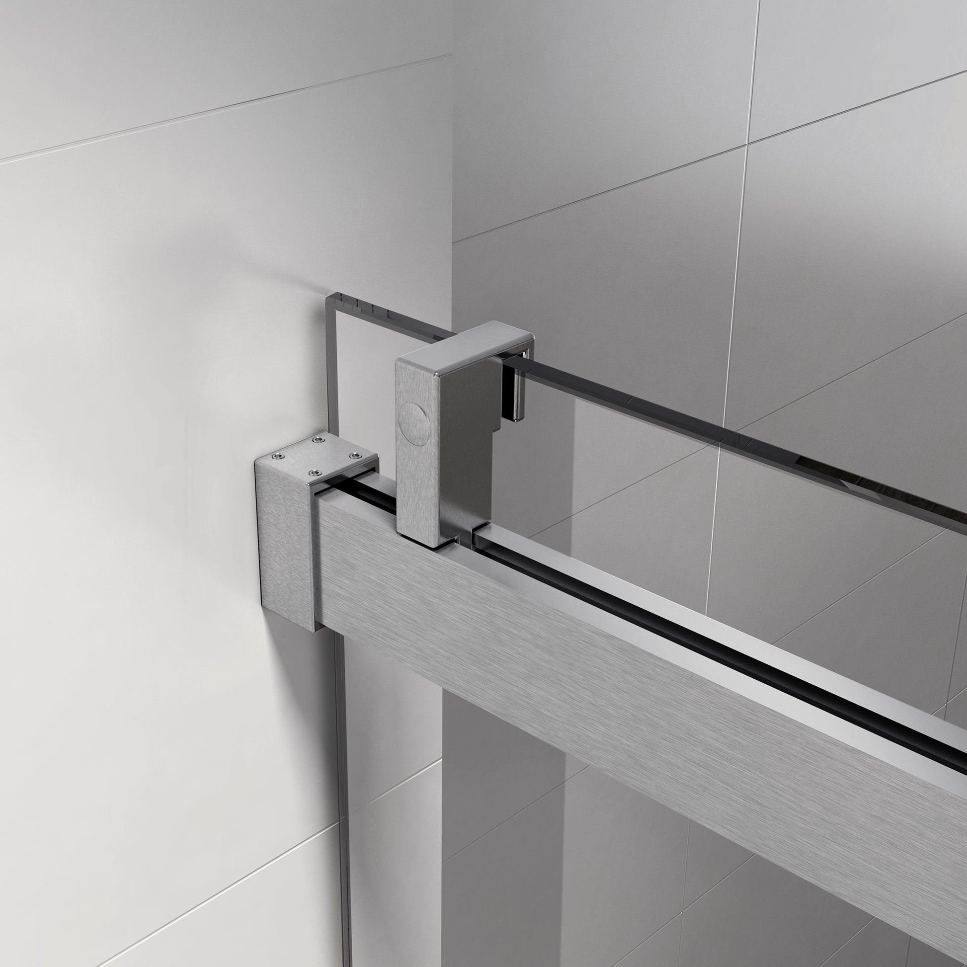 72*76" Single Sliding Frameless Shower Door Brushed Nickel With Buffer Brushed Nickel Glass