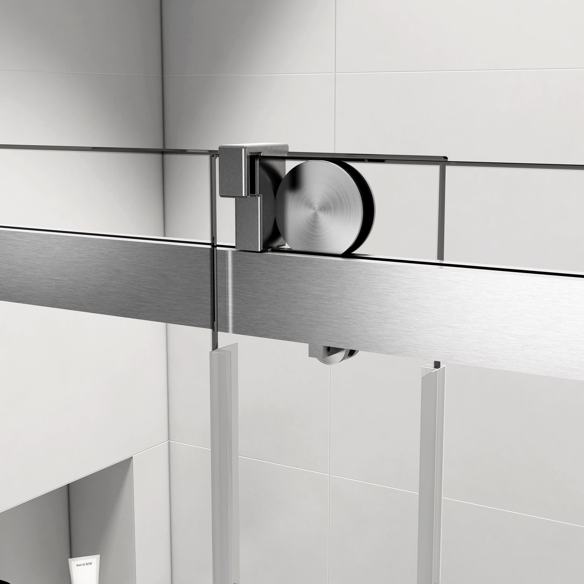 72*76" Single Sliding Frameless Shower Door Brushed Nickel With Buffer Brushed Nickel Glass