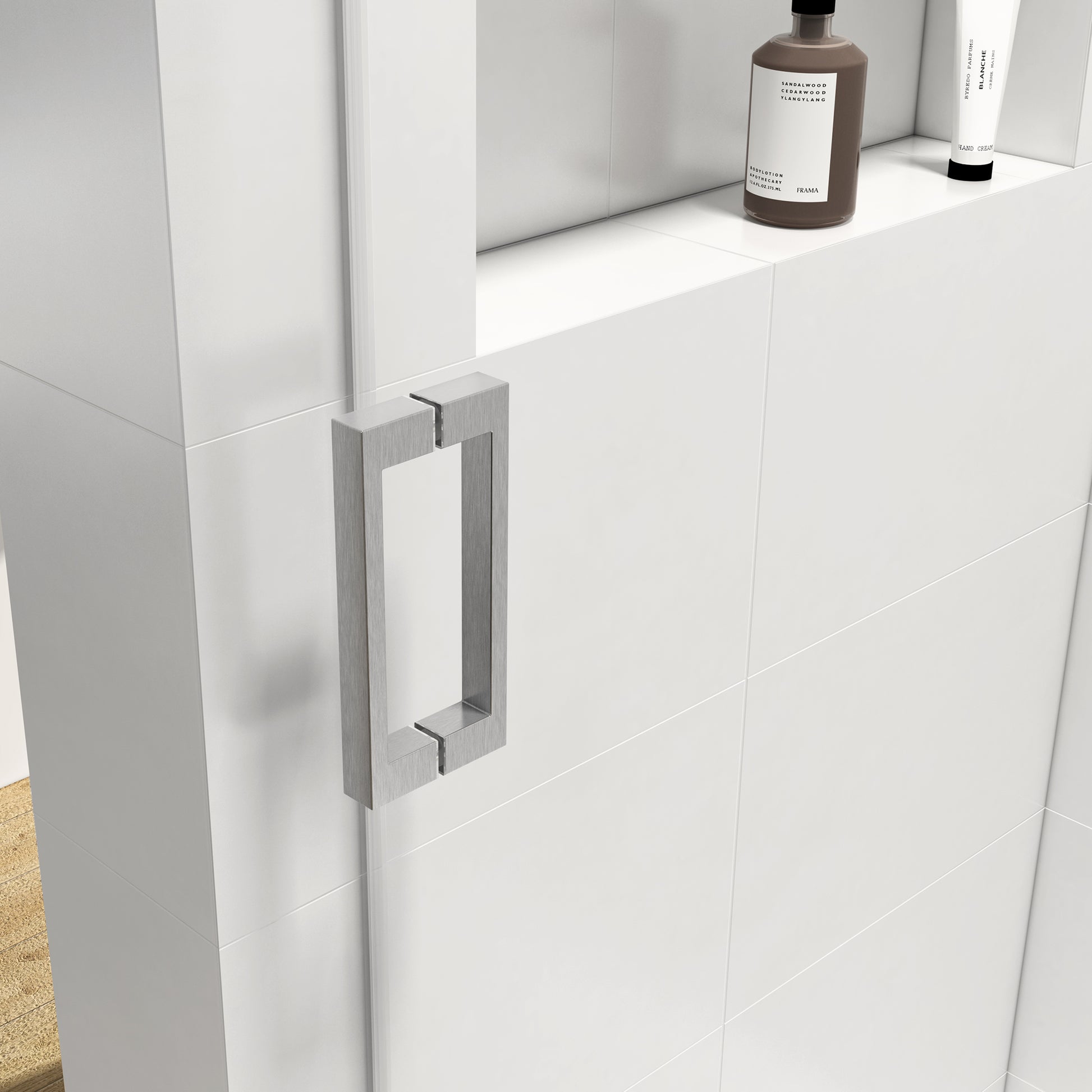 72*76" Single Sliding Frameless Shower Door Brushed Nickel With Buffer Brushed Nickel Glass