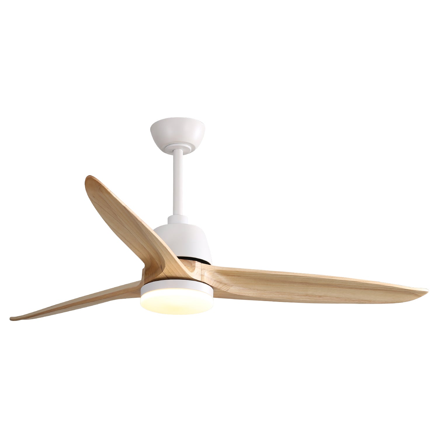 56 Inch Ceiling Fan Light With 6 Speed Remote Energy matte white-metal & wood