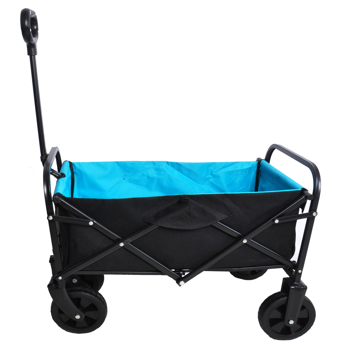 Mini Folding Wagon Garden Shopping Beach Cart Black Blue Black Steel