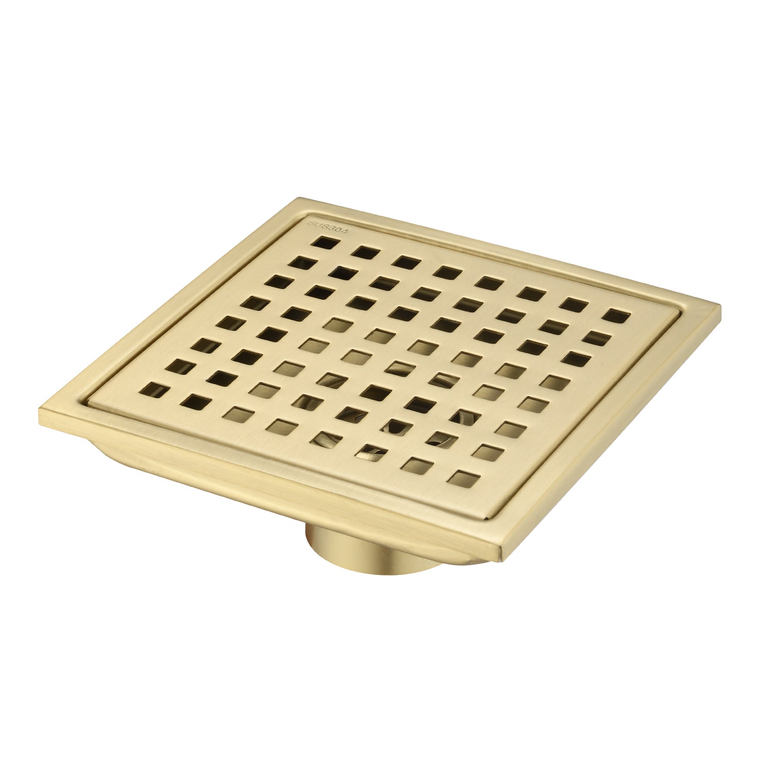 6 Inch Square Shower Floor Drain gold-stainless steel