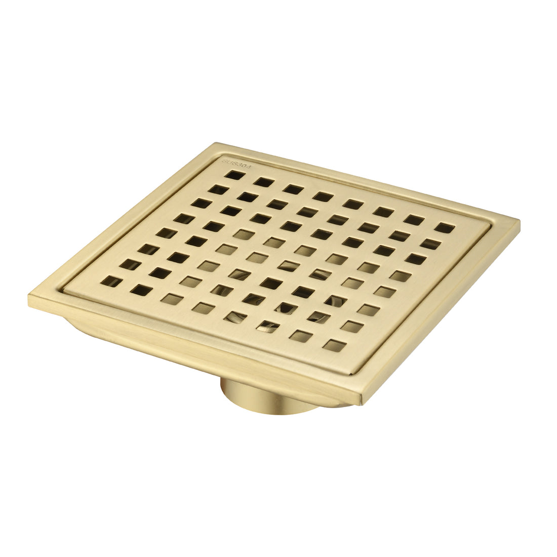 6 Inch Square Shower Floor Drain Gold Stainless Steel