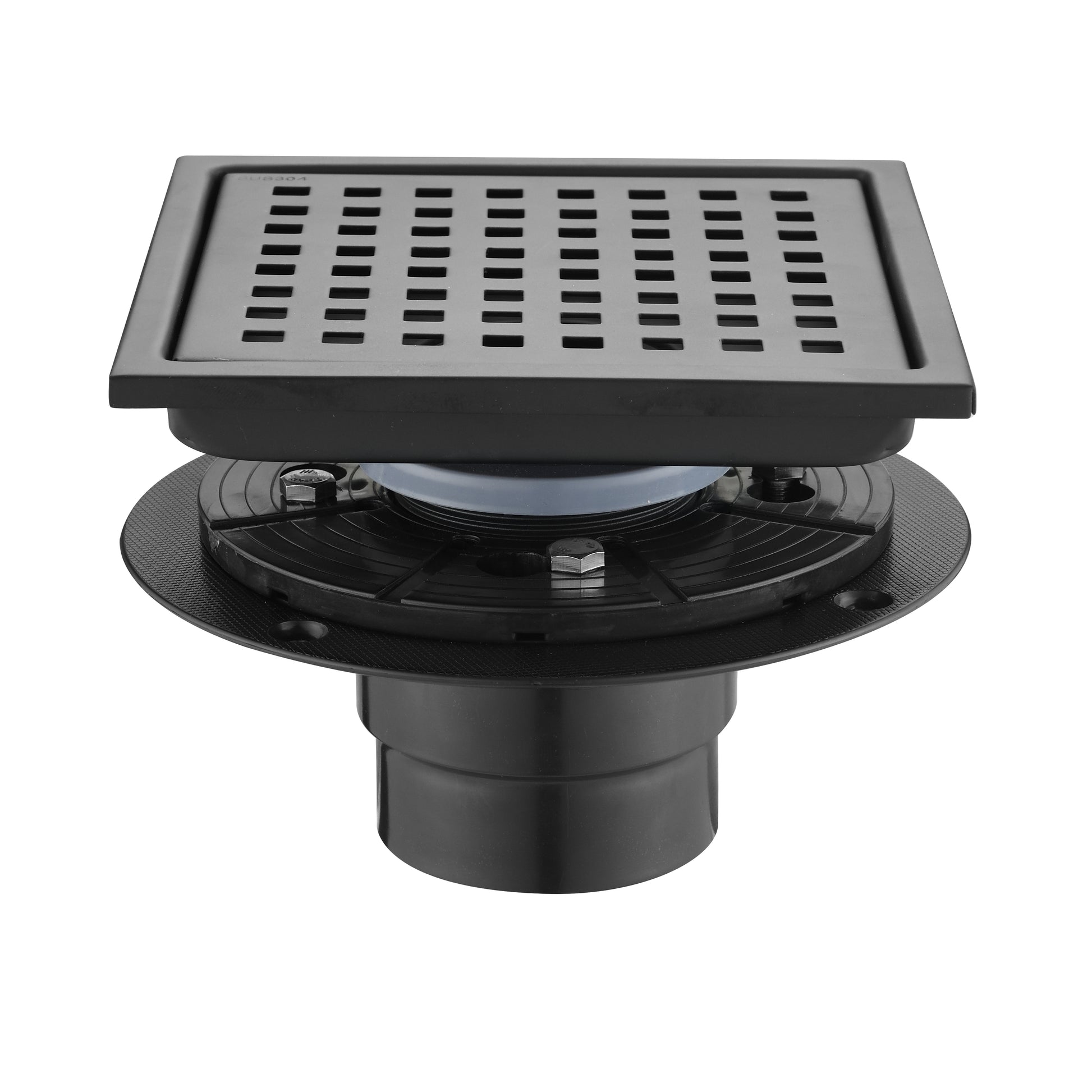 6 Inch Square Shower Floor Drain Matte Black Stainless Steel