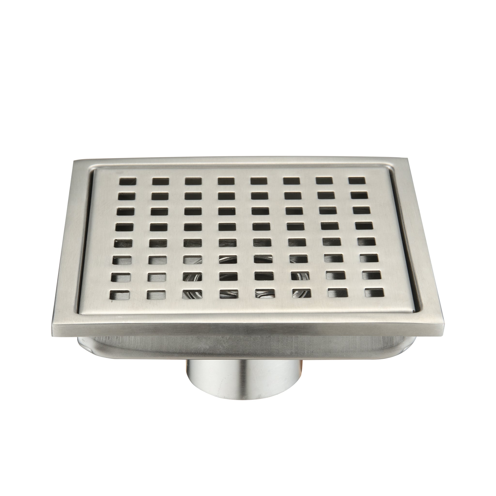 6 Inch Square Shower Floor Drain brushed nickel-stainless steel