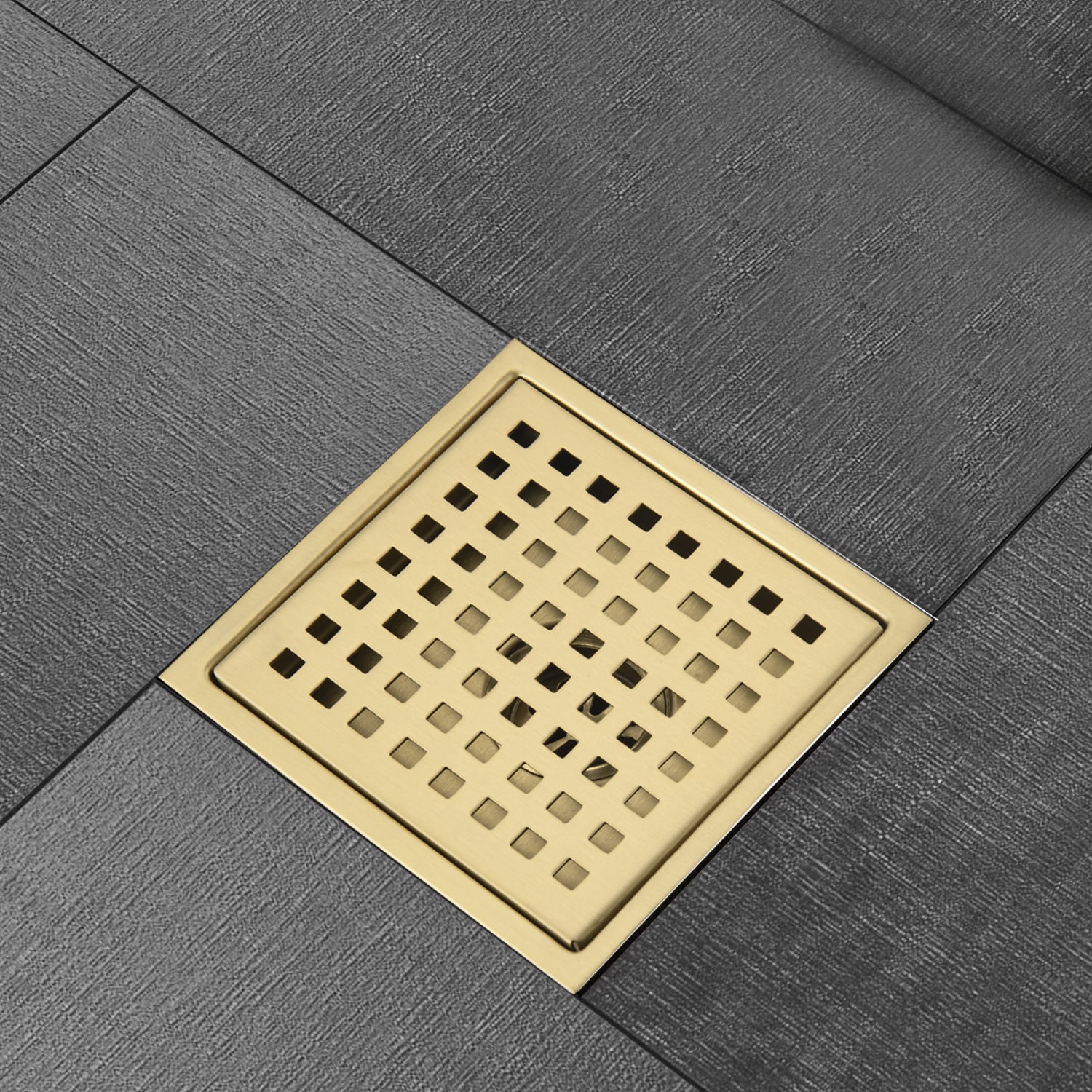 6 Inch Square Shower Floor Drain Gold Stainless Steel