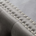 59.4 Inch Wide Grey Velvet Sofa With Jeweled Buttons,Square Arm ,2 Pillow Gray Velvet