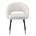 Hengming Dining Chairs, Modern Dining Room Chair Accent Chair With Metal Legs For Living Room White Wool