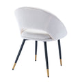 Hengming Dining Chairs, Modern Dining Room Chair Accent Chair With Metal Legs For Living Room White Wool