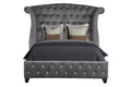 Sophia Modern Style Crystal Tufted Queen 4 Piece Includes: Queen Size Bed, Nightstand, Vanity Set Velvet Fabric Upholstery Vanity Bedroom Set Made With Wood In Gray Box Spring Not Required Queen Gray Wood 4 Piece Set Bedroom Contemporary,Modern Acacia