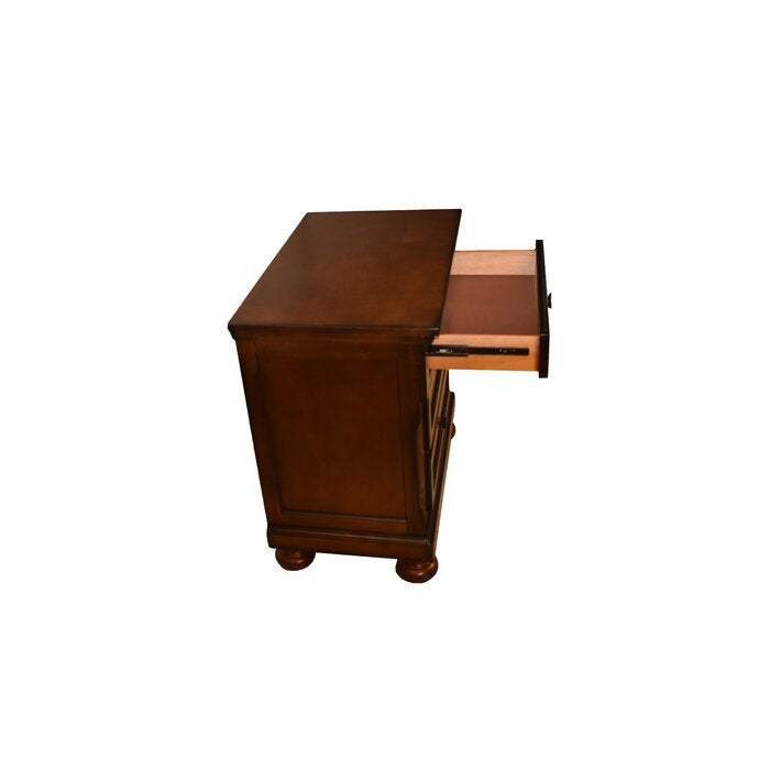 Baltimore Wood Nightstand With Hidden Jewelry Drawer In Dark Walnut Walnut 3 Drawers Bedroom Transitional Wood