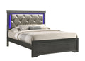 Modern Brooklyn Full Size Led Bed Made With Wood In Gray Box Spring Required Full Gray Wood Bedroom Modern Acacia Upholstered Polyester Wood