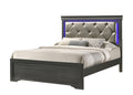 Modern Brooklyn Full Size Led Bed Made With Wood In Gray Box Spring Required Full Gray Wood Bedroom Modern Acacia Upholstered Polyester Wood