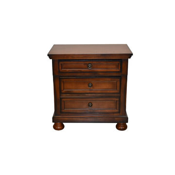 Baltimore Wood Nightstand With Hidden Jewelry Drawer In Dark Walnut Walnut 3 Drawers Bedroom Transitional Wood