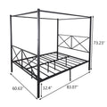 Metal Canopy Bed Frame, Platform Bed Frame Queen With X Shaped Frame Queen Black Box Spring Not Required Queen Black Metal Bedroom Bed Frame Metal