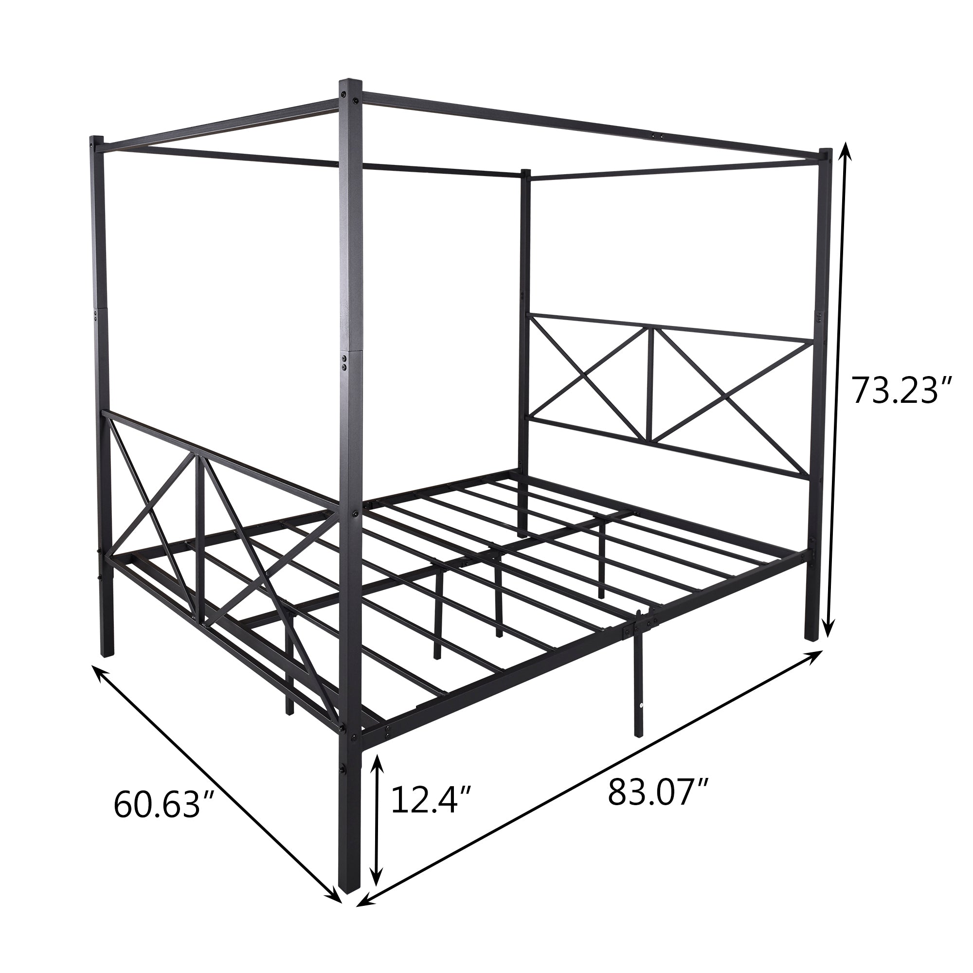 Metal Canopy Bed Frame, Platform Bed Frame Queen with box spring not