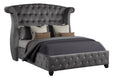 Modern Style Crystal Tufted King 4 Piece Includes: King Size Bed, Nightstand, Dresser, And Mirror Velvet Fabric Upholstery Bedroom Set Made With Wood In Gray Box Spring Not Required King Gray Wood 4 Piece Set Bedroom Contemporary,Modern Acacia