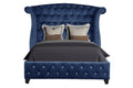 Sophia Modern Style Crystal Tufted Full 4 Piece Includes: Full Size Bed, Nightstand, Dresser, And Mirror Velvet Fabric Upholstery Bedroom Set Made With Wood In Blue Box Spring Not Required Full Blue Wood 4 Piece Set Bedroom Modern Acacia Upholstered