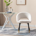 Hengming Dining Chairs, Modern Dining Room Chair Accent Chair With Metal Legs For Living Room White Wool