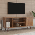 Tv Stand Use In Living Room Furniture With 1 Storage And 2 Shelves Cabinet, High Quality Particle Board,Walnut Walnut Particle Board