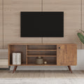 Tv Stand Use In Living Room Furniture With 1 Storage And 2 Shelves Cabinet, High Quality Particle Board,Walnut Walnut Particle Board