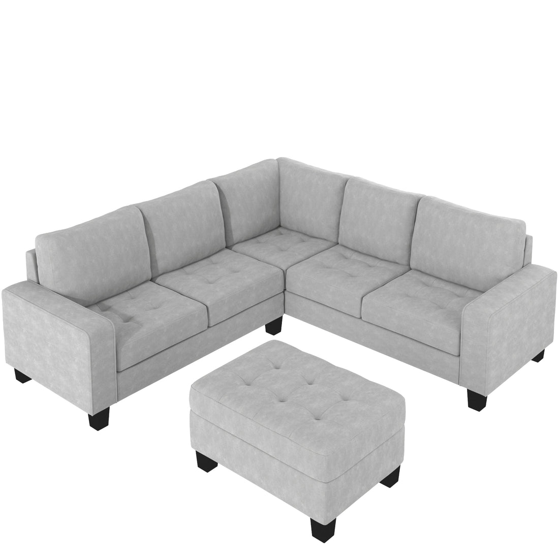 Orisfur. Sectional Corner Sofa L Shape Couch Space Saving With Storage Ottoman & Cup Holders Design For Large Space Dorm Apartment,Light Grey Light Grey Foam Velvet