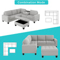 Orisfur. Sectional Corner Sofa L Shape Couch Space Saving With Storage Ottoman & Cup Holders Design For Large Space Dorm Apartment,Light Grey Light Grey Foam Velvet