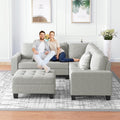 Orisfur. Sectional Corner Sofa L Shape Couch Space Saving With Storage Ottoman & Cup Holders Design For Large Space Dorm Apartment,Light Grey Light Grey Foam Velvet