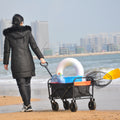 Mini Folding Wagon Garden Shopping Beach Cart Black Yellow Black Steel