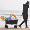 Mini Folding Wagon Garden Shopping Beach Cart Black Yellow Black Steel